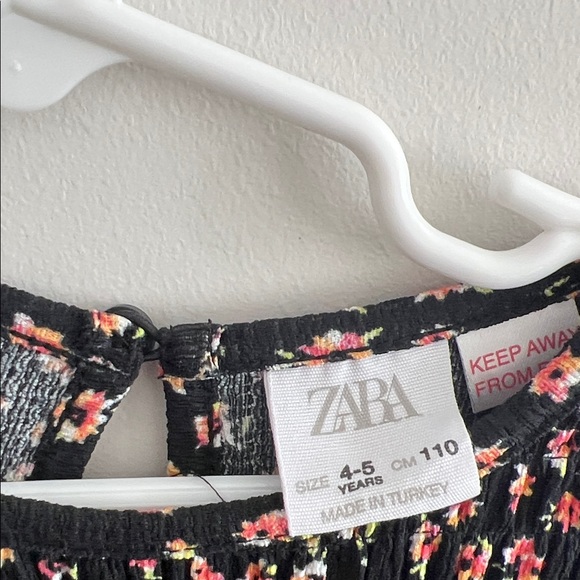 Zara Black and Pink Floral Kids Dress - Picture 2 of 8